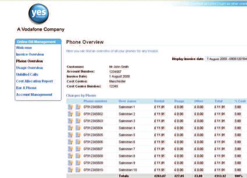 Show Invoice Page How to check costs by each device/user Checking which device/user has accrued costs is easy.