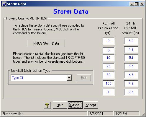 Storm Data Window GlobalData Storm Data from main window menu bar or button To access the Storm Data Window, click Global Data menu item and select Storm Data from the dropdown menu on the main