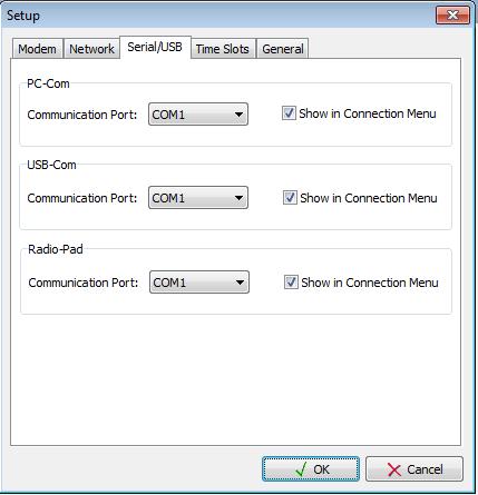 Serial/ USB Setup When using a PC com (Serial 9 pin lead)/ USB com or Radio Pad you must ensure you have set the correct port number to be used for