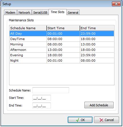 Time Slots Under the Time slots tab you can specify the time frames in which you