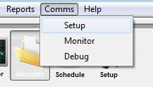 To gain access to the setup menu you will need to ensure that your user login has access to the Setup Comms menu