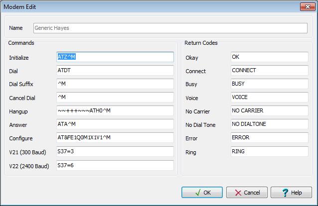 connected and powered) Baud Rate Select the Baud Rate that the modem will use. Modem Name Select the Modem type from the drop down selection box.