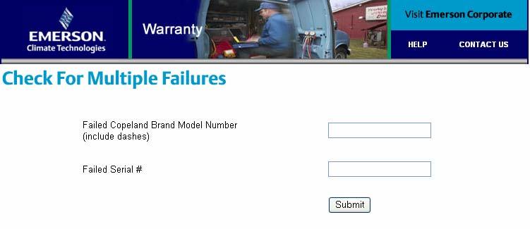 Check For Multiple Failures To check to see if a compressor is a repeat failure, click on Returns in the left navigation, then click on Check for Multiple Failures in the main