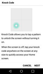 4. Use the 2x2 grid to create a sequence of knocks (or taps) to set your knock code. Note: You have to create a Backup PIN as a safety measure in case you forget your unlock sequence.