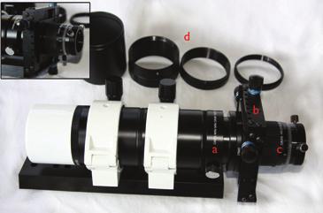 Note, silver set-screws on focuser provide 3-point clamping of 1.25-inch tubes and can be removed to allow a T-mount camera to attach even more securely.