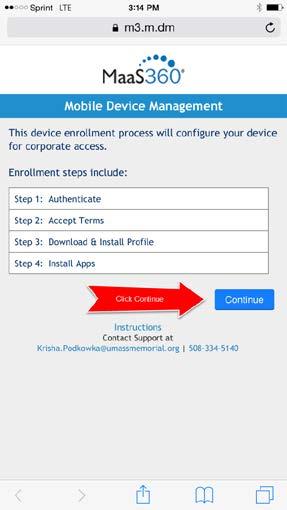 Please following the instructions below for setting up MaaS360 on your Apple ios device.