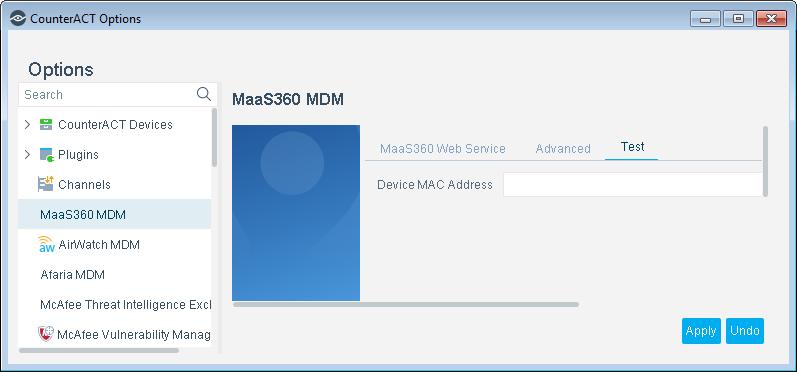 2. In the Device MAC Address field, type the MAC address of the device to test module communication with the MaaS service. Do not enter colons. Use lower case.