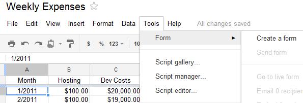 Page 10 Tip: Create a Form from a Spreadsheet If you started with a Spreadsheet only to realize that you