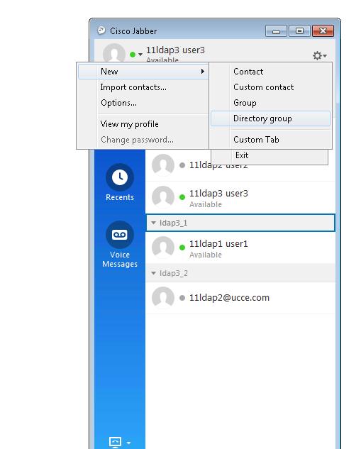 Jabber Client enhancements Jabber Client is enhanced to support these Enterprise Group functionalities: Add an Existing Directory Group into the contact list.
