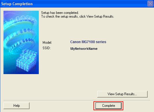 Continue following on-screen instructions. When the Setup Completion dialog box appears, click Complete.