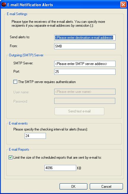Step 1 - Configure the E-mail Settings In order to receive e-mail notifications, you must first configure the e-mail settings. To this purpose, click Tools and then E-mail Settings on the menu.