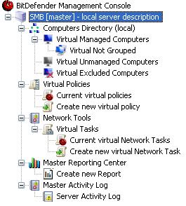 Tree Menu in Virtual View 22.7. Master/Virtual Policies The master server allows you to create and assign policies to its slave servers in order to indirectly manage their respective clients.