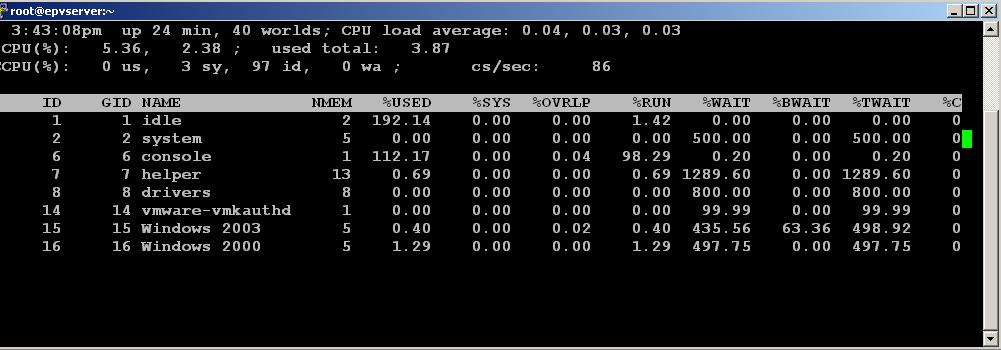 Figure 2 Running esxtop in batch mode allows to collect and store long term statistics on a txt file.