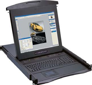 RKP Series KVM Drawers 1U rackmount KVM drawer with either 15, 17 or 19 SAMSUNG LCD Either PS/2 or USB input to the LCD drawer by cable selection Multiple keyboard languages with either touchpad or