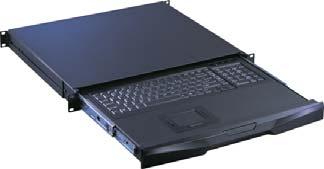 languages with either touchpad or trackball mouse Slide rails with fixed positions to prevent drawer movement when typing Multi lingual on screen display menu Cost efficient 8 or 16 port DB15 KVM