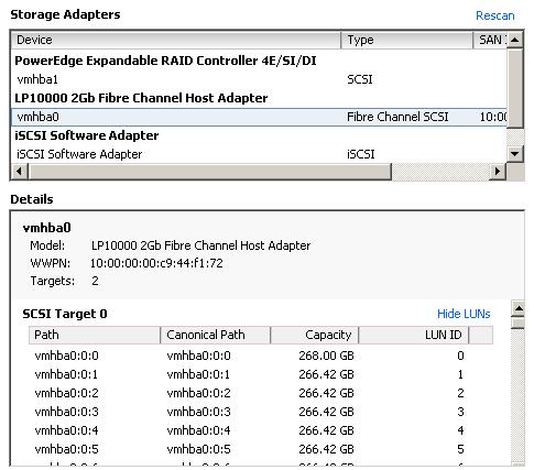 Fibre Channel SAN Configuration Guide 4 Select each storage adapter to see its WWPN. 5 Select Storage to see the available datastores.