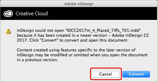 MarkzTools for InDesign - Using InDesign's Standard Open (Command-O) Option InDesign Error If you try and open a higher version InDesign