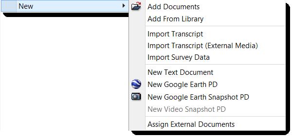 SETTING UP A NEW PROJECT 15 Setting Up A New Project If you click on the main menu DOCUMENTS / NEW /. you find a number of to a project options to add documents to an ATLAS.