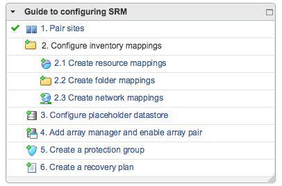 Figure 5. Guide to configuring Site Recovery Manager in the User Interface 4.