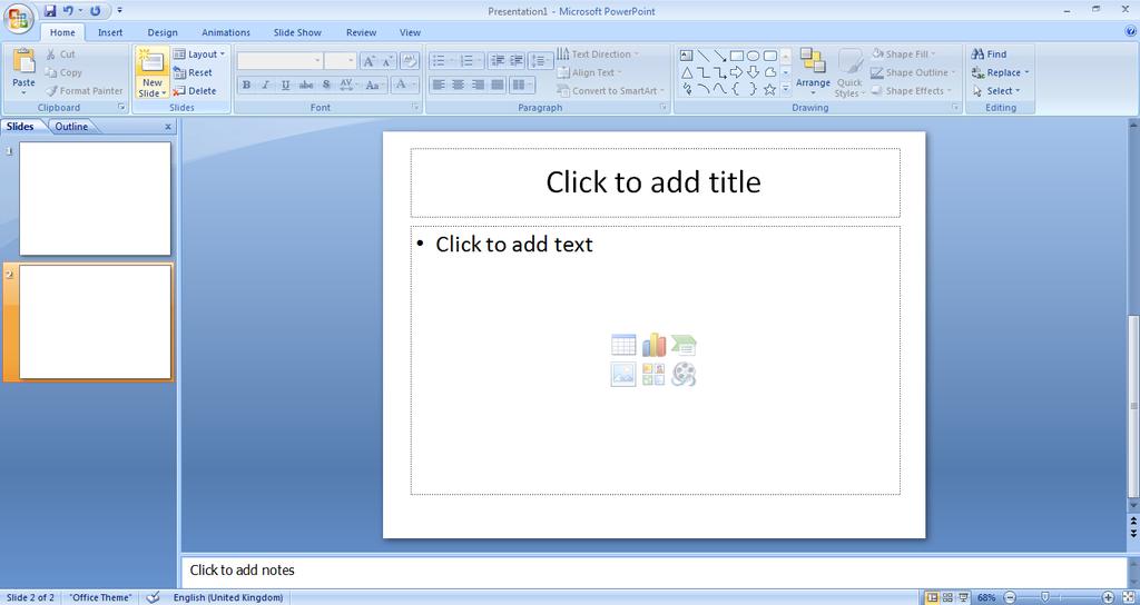 Now open Microsoft PowerPoint and press the New slide button under the Home tab to create a new slide. Now go to the Insert tab and press the Picture button.. and find the file you exported. Click OK.