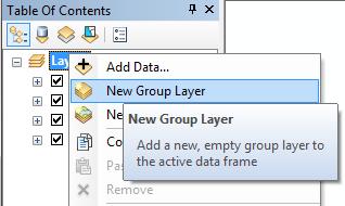 CREATE A GROUP LAYER In this exercise we will add several different map data files to ArcMap.