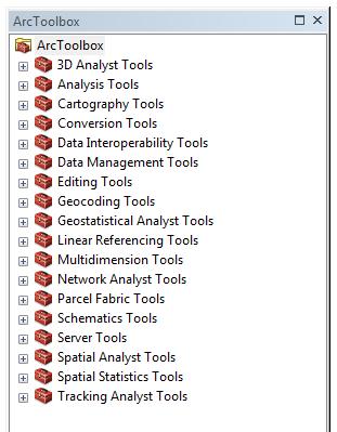 ARCMAP The ArcMap interface consists of the table of contents on the left and the map display area, as well as a number of toolbars and menus for working with the