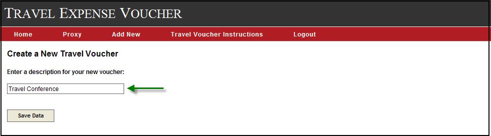 payment has been processed. Click on the Add New tab (in the red bar) to create a new voucher.