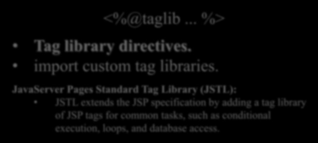 JSP Example JSP File: <%@ page contenttype="text/html; charset=utf-8" %> <%@ taglib uri="http://java.sun.com/jsp/jstl/core " %> <html> <body> <%! String name, email; %> <%@taglib.