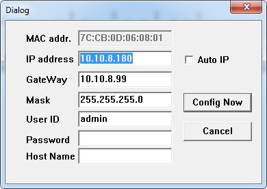 4. Double-click the Antaira device. A windows shows the TCP/IP information for the device. Figure 4 Antaira Device Details 5. Type the IP configuration settings for the Antaira STE-501C.