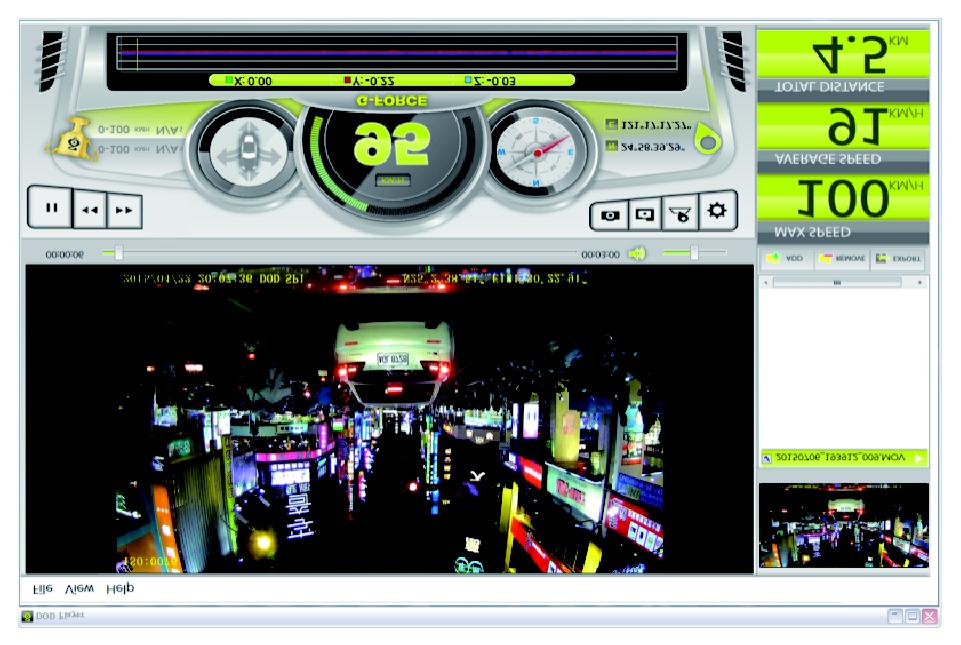 DOD Video Player Preview Add Video to Playlist Video Display Remove Video from Playlist Export Multi-Clips into One Video Max Speed Acceleration Times G-Force Strength & Graph Average Speed Total