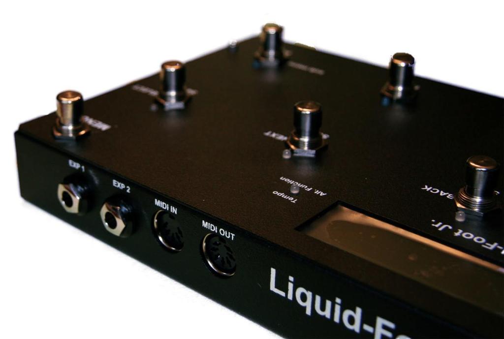 12 LIQUID-FOOT PRO SERIES MIDI FOOT CONTROLLER 9VAC: Insert the Liquid-Foot power