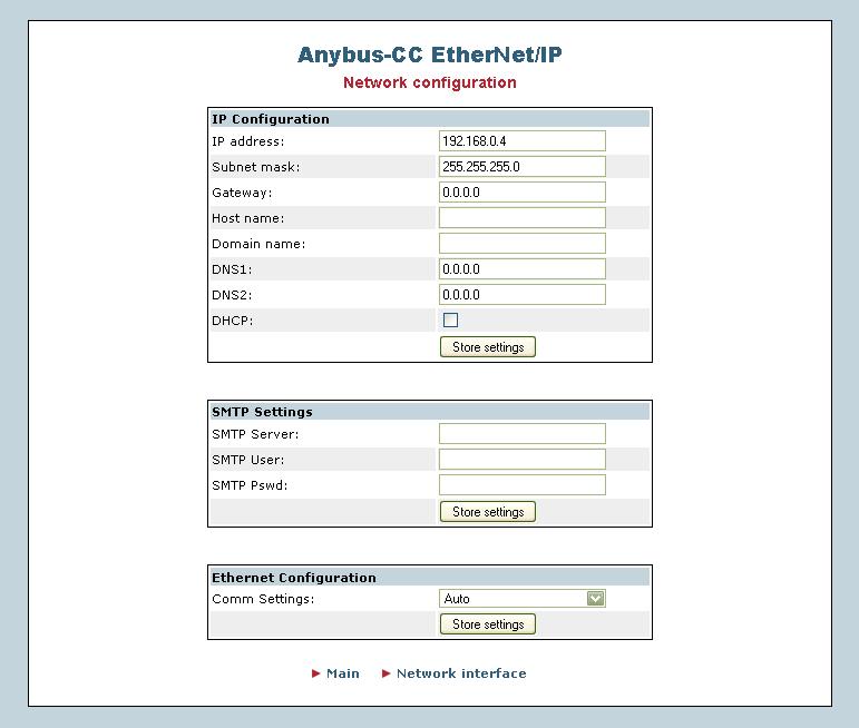In the interface configurations, you will find several fields to program IP address, subnet, DHCP, among others. Figure 2.