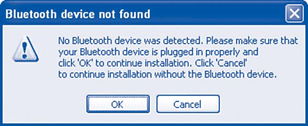 appears, plug the Bluetooth USB adapter into an