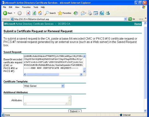 Transport Layer Security (TLS) Figure 4-6: Submit a Certificate Request or Renewal Request Page 5. Open the certreq.