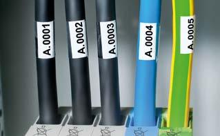 for thread-on mounting or shrink tubes Large variety of marking
