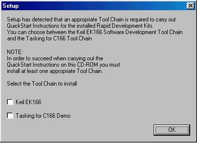 Getting Started Setup will now add program icons to the program folder, named PHYTEC. In the next window, you choose the Keil EK166 Software Development Tool Chain.