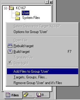 The option Add Files to Group User opens the standard files dialog. Select