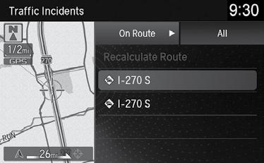 Taking a Detour You can calculate a detour route manually if you encounter a road closure or other obstacle. Use the interface dial to make and enter selections. 1.
