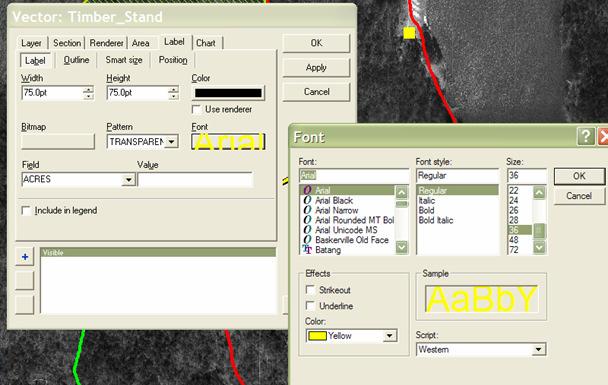 Adding an Acres Label to the Map 4. Make the Color = Black 5.