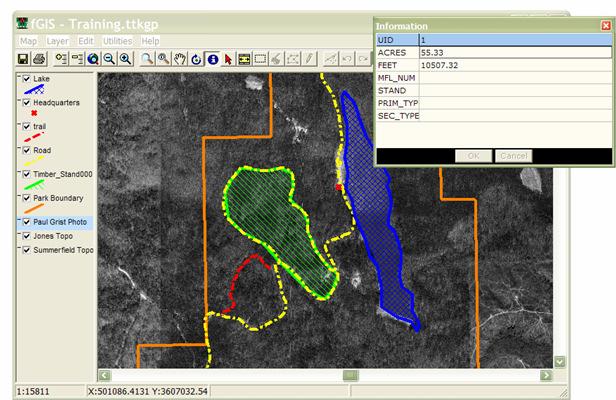 Creating Shapefiles by Digitizing If you select the Attribute Info button and click on the Lake, you can see the Attribute info.
