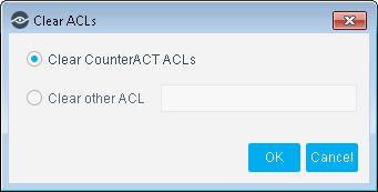Do one of the following: Select Clear CounterACT ACLs to release in a selected switch the CounterACT-applied Endpoint Address ACLs.