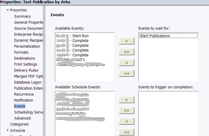 Scheduling through events Publications can also be scheduled using events.