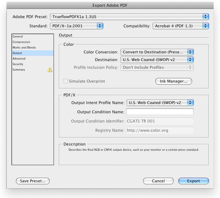 Running PDF/X Creating PDF/X Files in InDesign CS2 - CS5 53 II. Compression Compression setting The lossless compression setting is used because the emphasis is on quality in the Presets files.