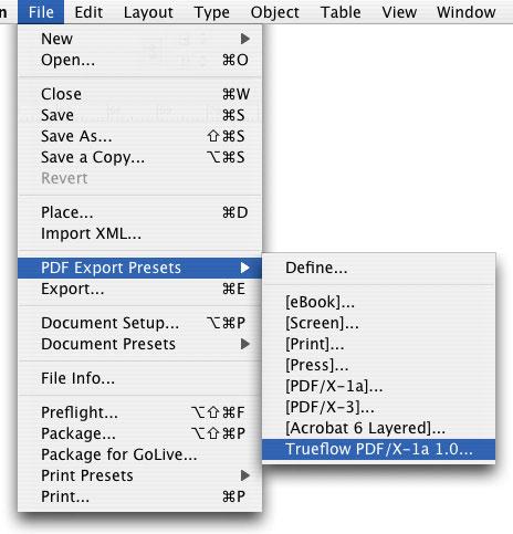 58 Creating PDF/X-1a Files in InDesign CS Trueflow DTP Output Guideline The 14th Edition Creating PDF/X-1a Files in InDesign CS In InDesign CS, you can directly create PDFs that can pass the