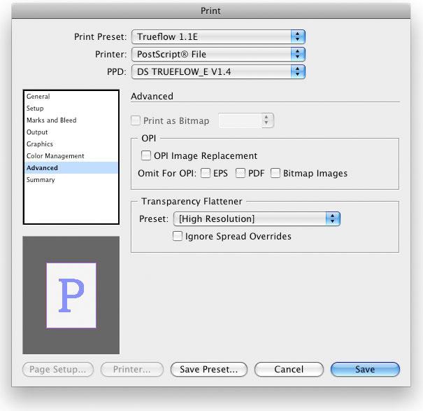 Running PostScript Creating PostScript Files in InDesign CS2 - CS5 73 VII. Advanced OPI operation In Trueflow, the OPI processing that replaces low res EPSs with high res EPSs is support.