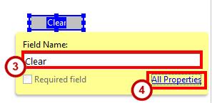 Adding a Button A button is used to perform an action, such as clearing the form fields. Adding a Clear Form Button 1. In the Form Editing toolbar, click the button icon (See Figure 38). 2.