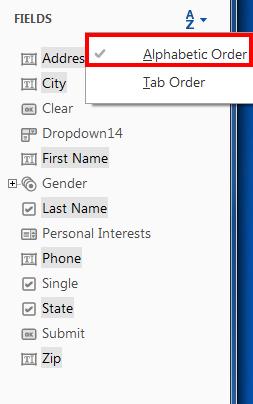 Setting Tab Order The order in which the user fills in the fields of a form should be logical. Forms are usually filled in from top to bottom, or left to right.