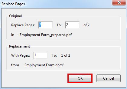 You will be prompted to select the pages to be replaced (See Figure 63).