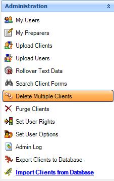 The Import Clients to Database imports one or more clients and