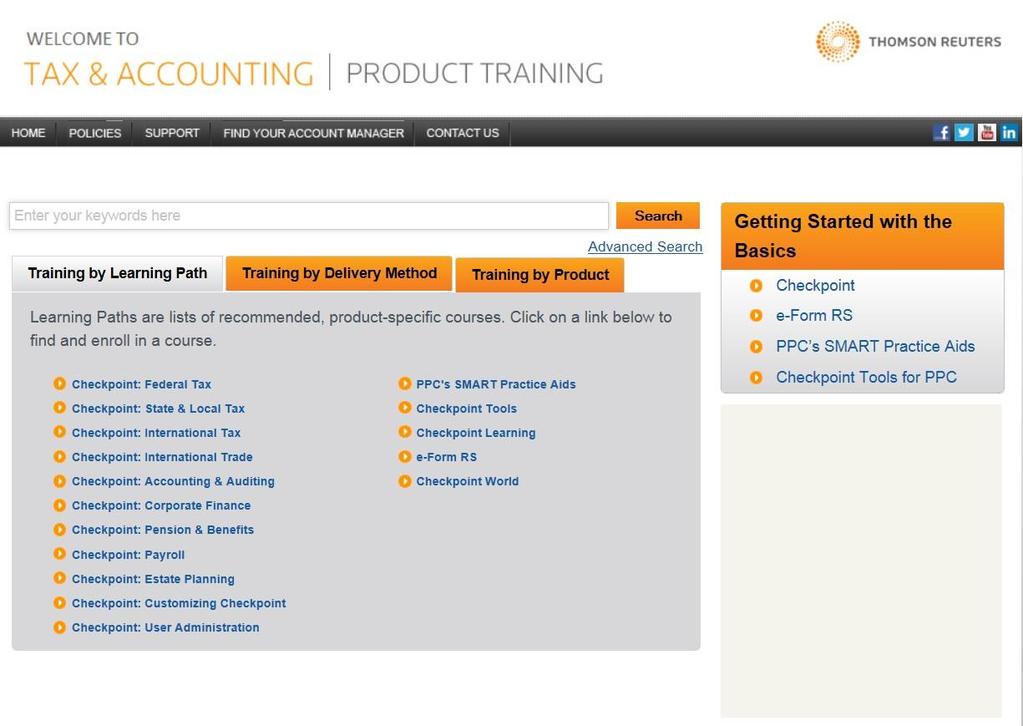 Use the Learning Path option to receive recommended courses on a specific product or